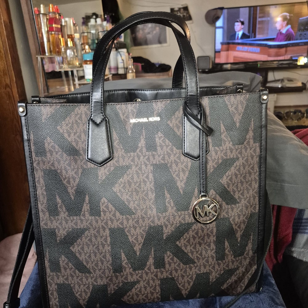 Michael Kors Black and Brown Logo Briefcase
